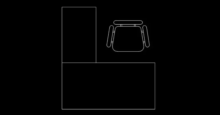Télécharger un bloc gratuit de bureau en L avec chaise de bureau DWG
