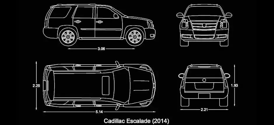 un bloc gratuit de Cadillac Escalade SUV 2014 DWG