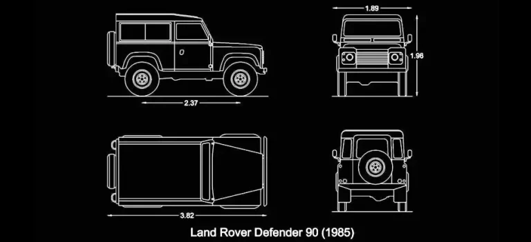 Télécharger un bloc gratuit de Land Rover Defender 90 1985 DWG