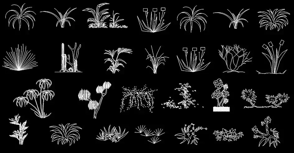 Télécharger des blocs gratuits de plantes ornementales en élévation DWG