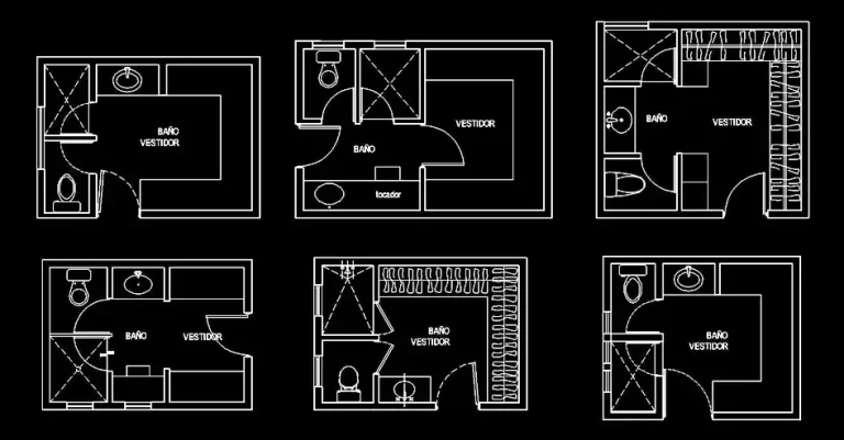 Télécharger un bloc gratuit de salle de bain avec dressing DWG