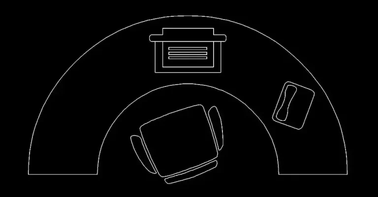 Télécharger un bloc gratuit de bureau circulaire avec ordinateur DWG