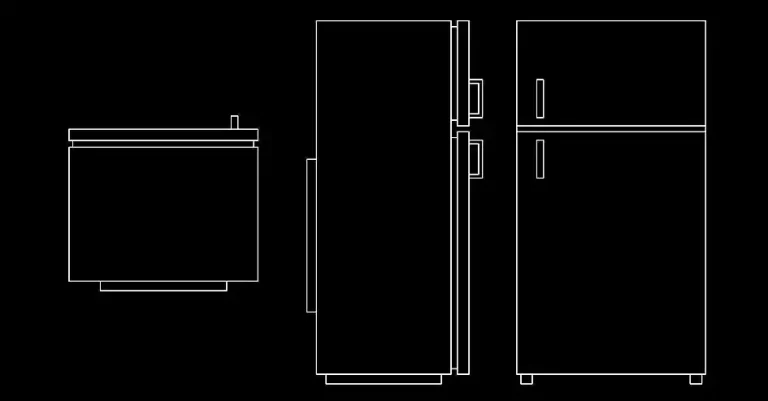 Télécharger un bloc gratuit de réfrigérateur classique avec congélateur supérieur DWG