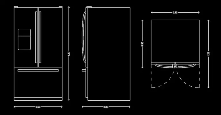 Télécharger un bloc gratuit de réfrigérateur duplex avec congélateur inférieur DWG
