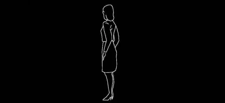 Télécharger un bloc gratuit de personne féminine debout en élévation latérale DWG