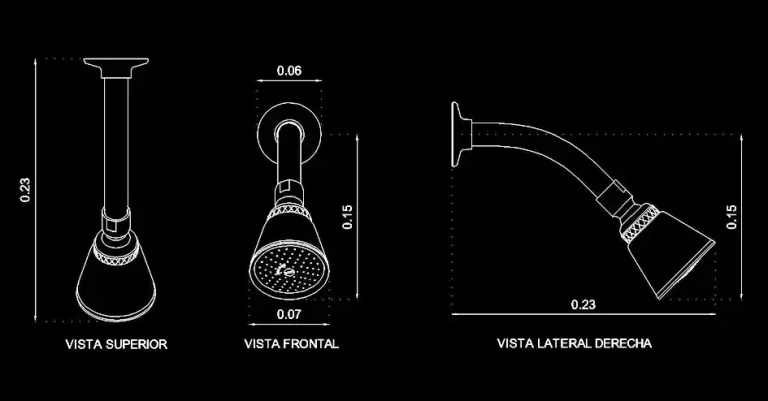 Télécharger un bloc gratuit de douche fixe murale DWG