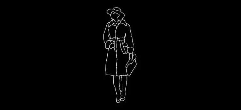 Télécharger un bloc gratuit de femme avec manteau et sac en élévation DWG