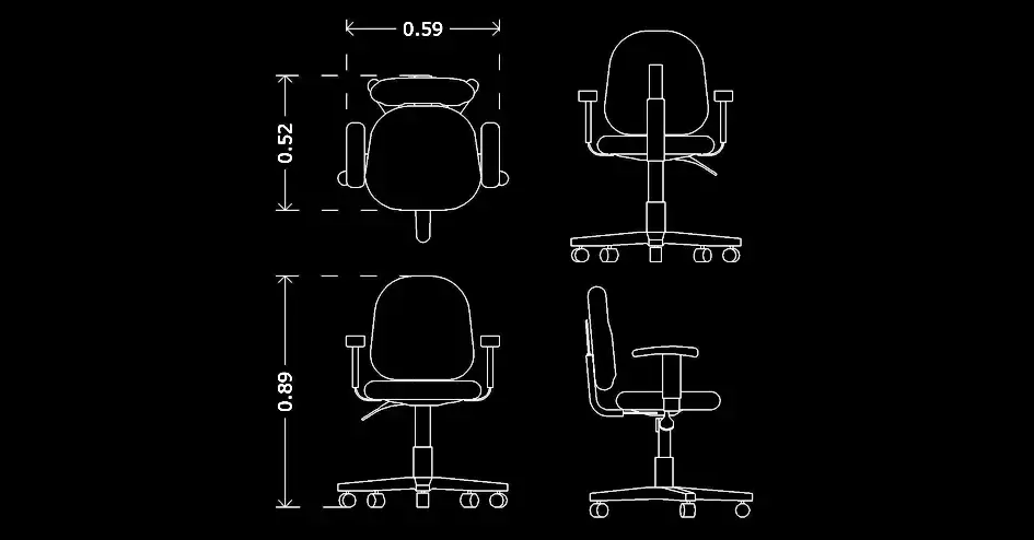 Télécharger un bloc gratuit de chaise ergonomique de bureau DWG