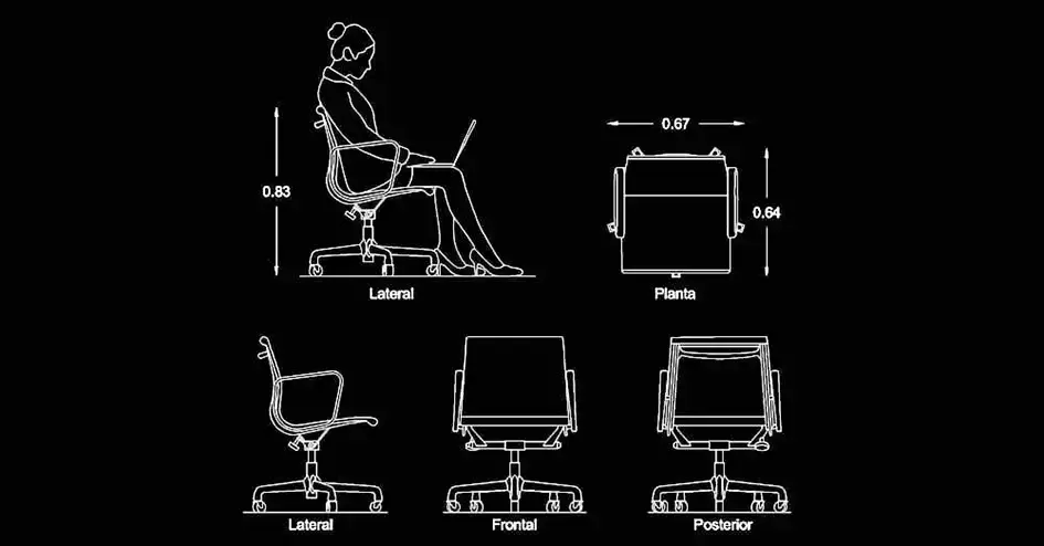 Télécharger un bloc gratuit de chaise opérationnelle de bureau DWG