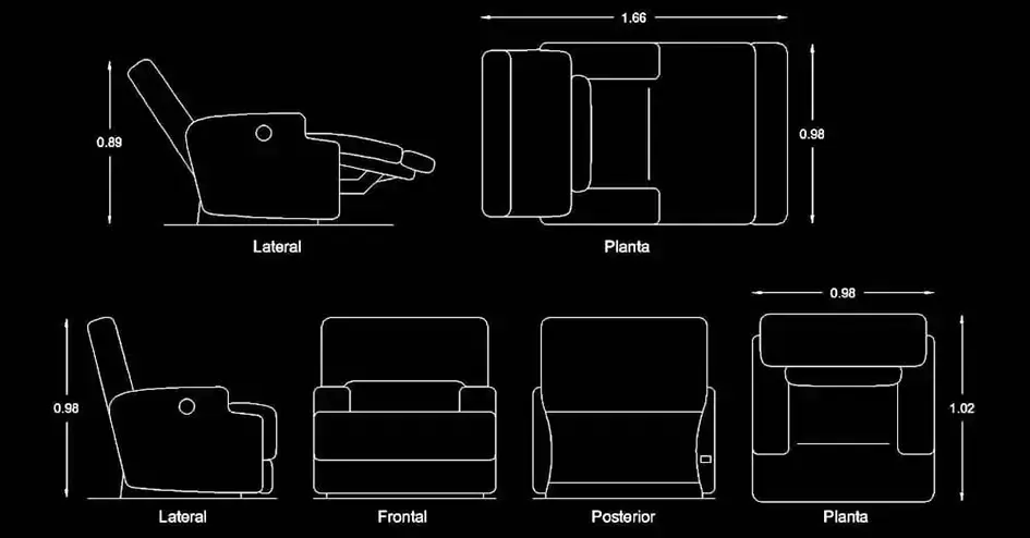 Télécharger un bloc gratuit de fauteuil inclinable IKEA Vännäs DWG