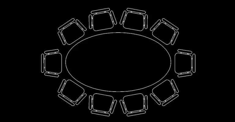 Télécharger un bloc gratuit de salle de réunion avec table ovale DWG