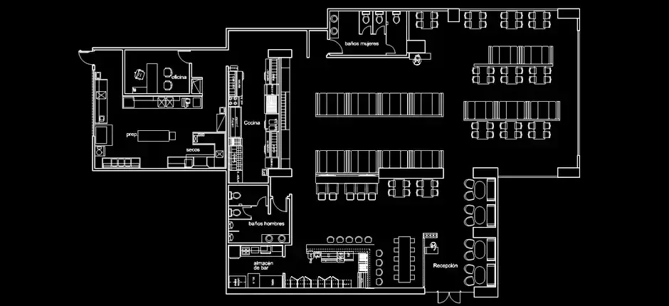 Télécharger un plan de restaurant avec salle et bar gratuit DWG
