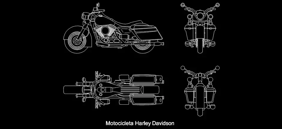 Télécharger un bloc gratuit de moto Harley Davidson DWG