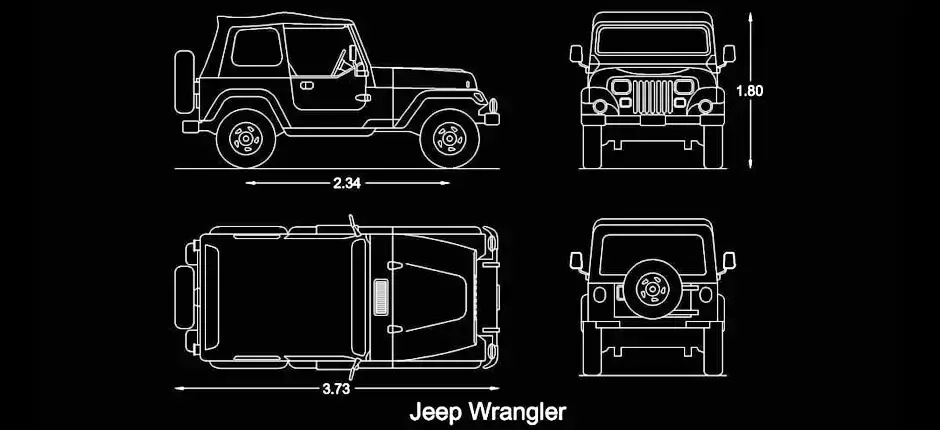 Télécharger un bloc gratuit de Jeep Wrangler DWG