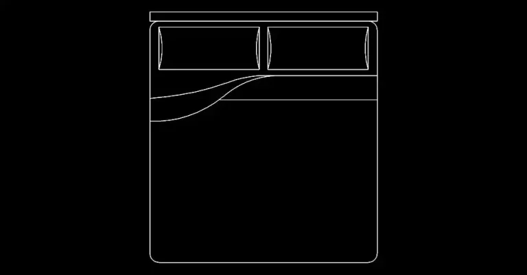 Télécharger un bloc gratuit de lit Queen Size en plan DWG