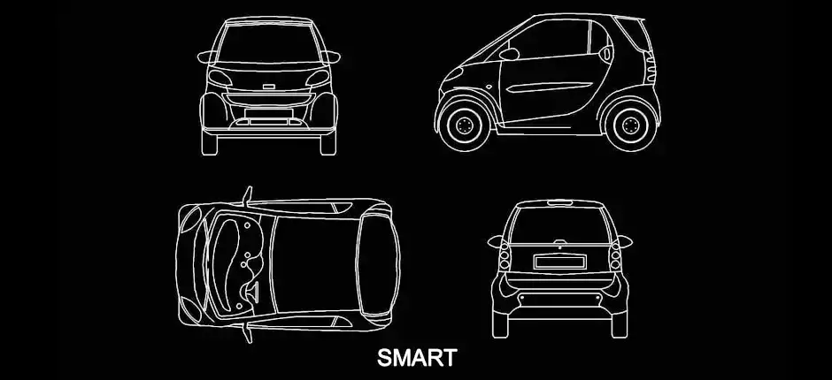 Télécharger un bloc gratuit de voiture Smart DWG