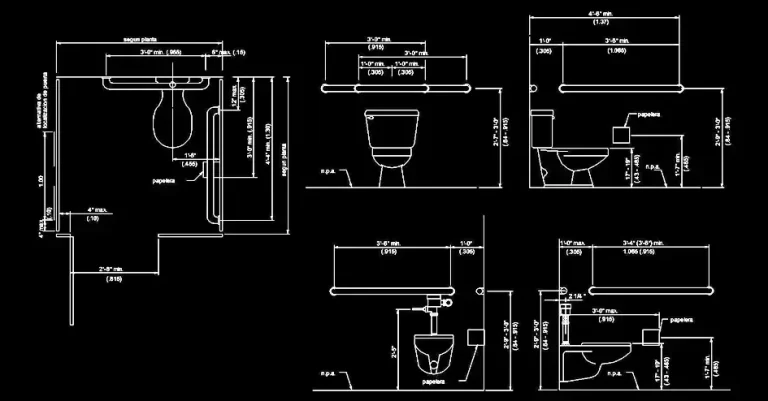 Télécharger un bloc gratuit de salle de bain accessible avec détails complets DWG