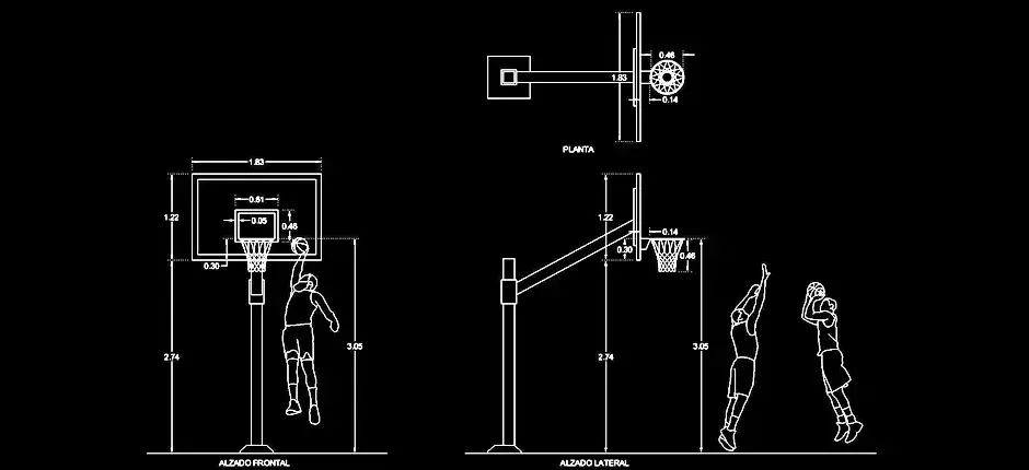 Télécharger un bloc gratuit de panneau de basket-ball DWG