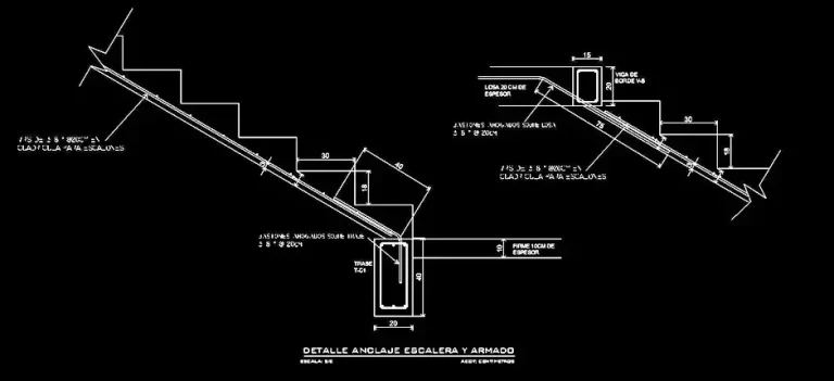 Télécharger un bloc gratuit : détail d’ancrage d’escalier DWG