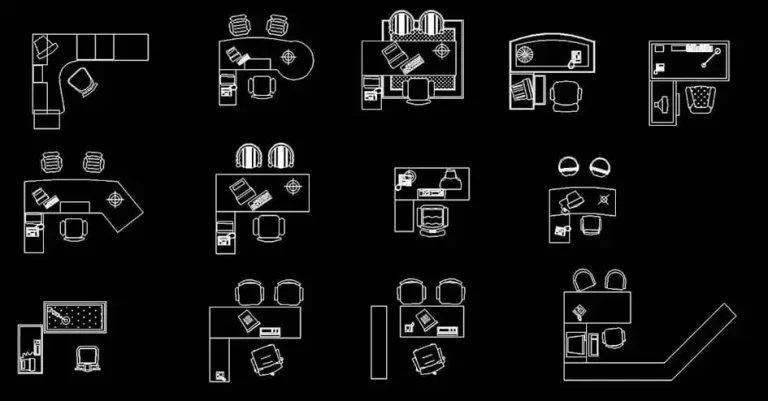 Télécharger une collection gratuite de blocs de bureaux en L DWG