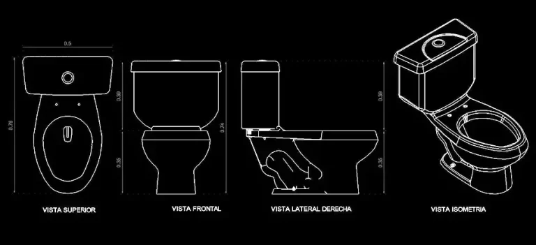 Télécharger un bloc gratuit de WC détaillé avec vues multiples DWG