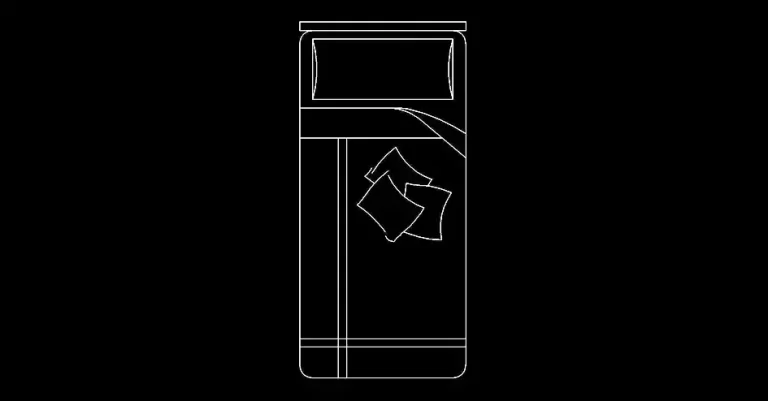 Télécharger un bloc gratuit de lit individuel moderne en plan DWG