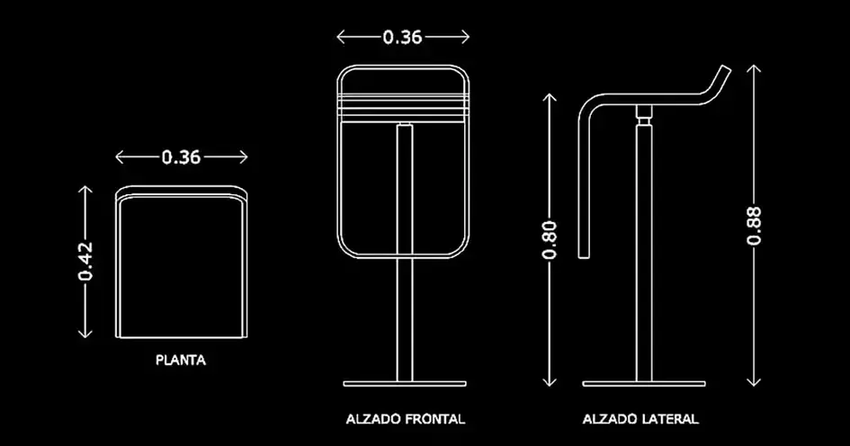 Télécharger un bloc gratuit de tabouret moderne carré DWG