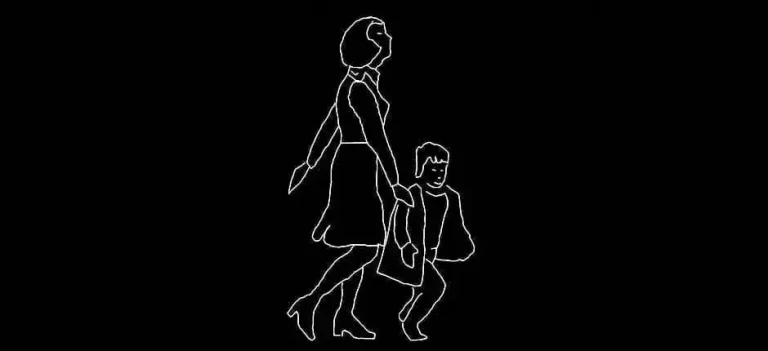 Télécharger un bloc gratuit de mère avec enfant marchant en élévation DWG