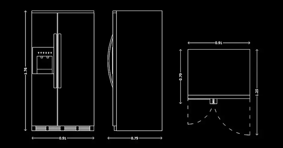 Télécharger un bloc gratuit de réfrigérateur duplex side-by-side DWG