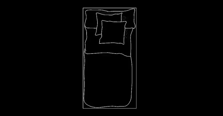 Télécharger un bloc gratuit de lit individuel avec oreillers en plan DWG
