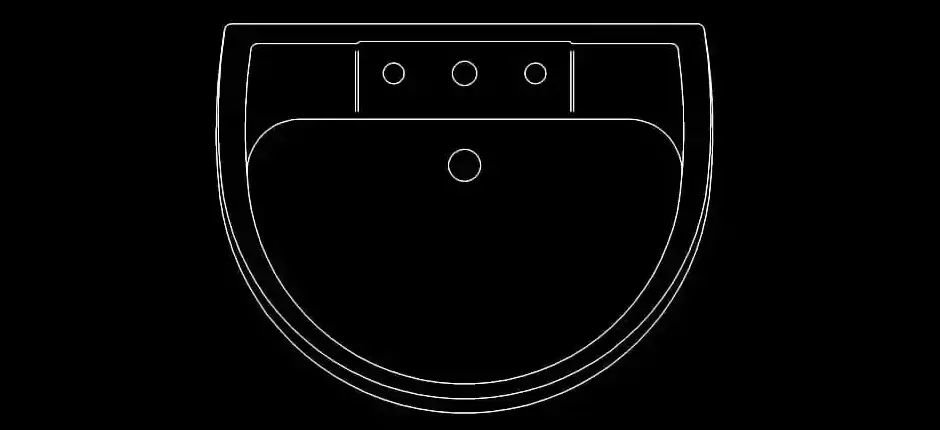 Télécharger un bloc gratuit de lavabo simple avec mesures en plan DWG