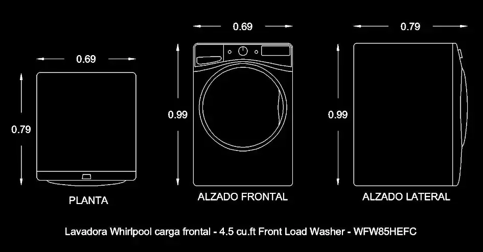 Télécharger gratuitement un bloc de lave-linge Whirlpool frontal DWG