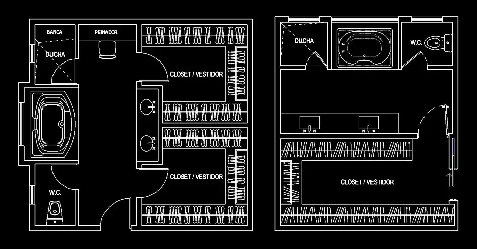 Télécharger des blocs gratuits de grande salle de bain avec équipements complets DWG