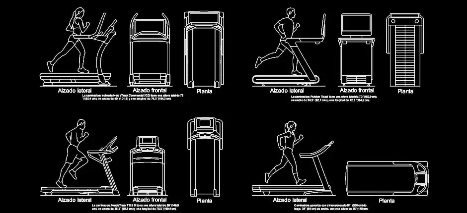 Télécharger des blocs gratuits de tapis de course de gymnastique DWG