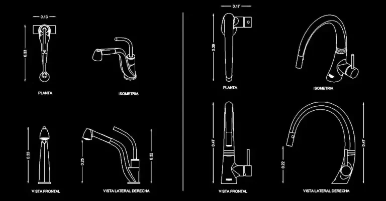 Télécharger des blocs gratuits de robinets modernes pour évier de cuisine DWG