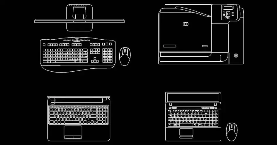 Télécharger des blocs gratuits d’équipements informatiques de bureau DWG