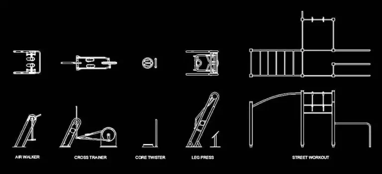 Télécharger des blocs gratuits de équipements de fitness extérieur DWG