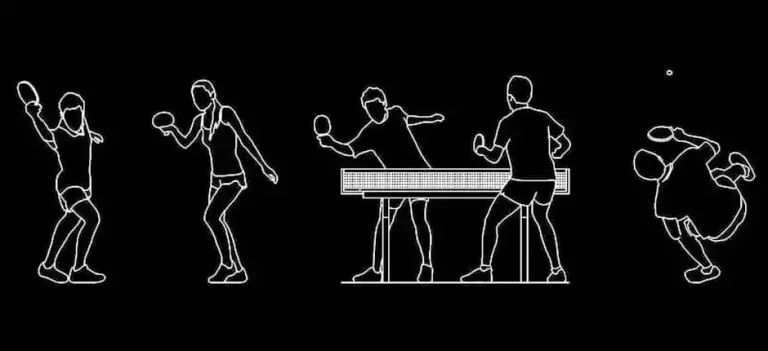 Télécharger des blocs gratuits de personnes jouant au ping-pong en élévation DWG
