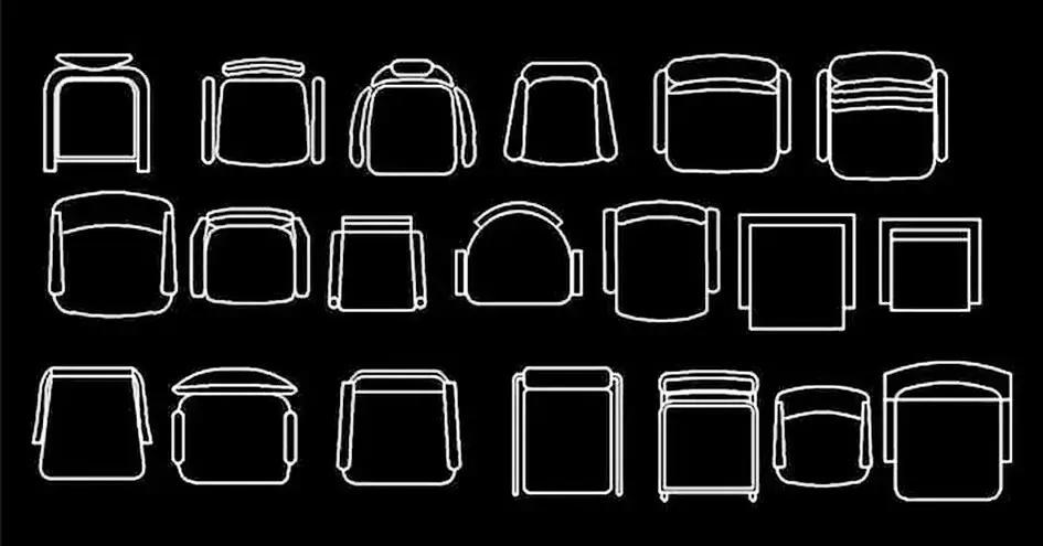 Télécharger des blocs gratuits de chaises variées en plan DWG