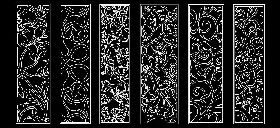 Télécharger des blocs gratuits : claustras ornementaux à motifs organiques DWG