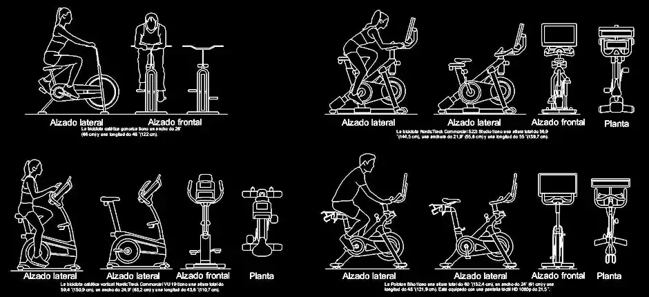 Télécharger des blocs gratuits de vélos de gymnastique DWG