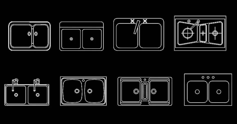 Télécharger des blocs gratuits d’éviers doubles de cuisine en plan DWG