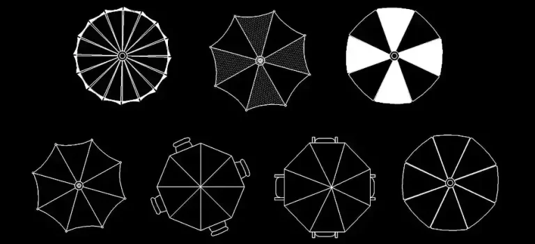 Télécharger des blocs gratuits de parasols de jardin en plan DWG