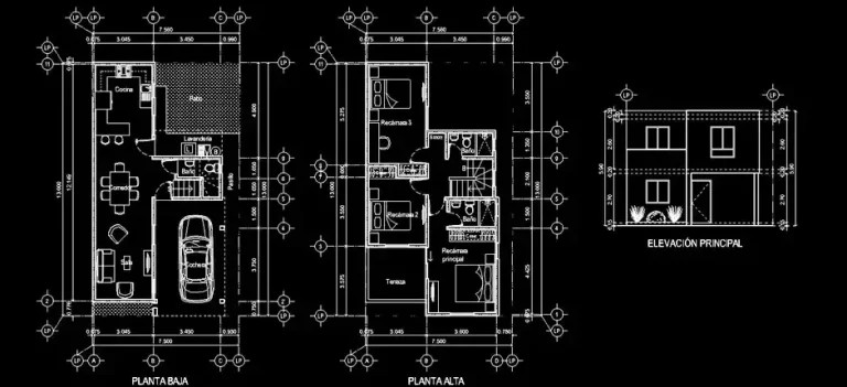 Télécharger des plans de maison unifamiliale de deux étages gratuits DWG