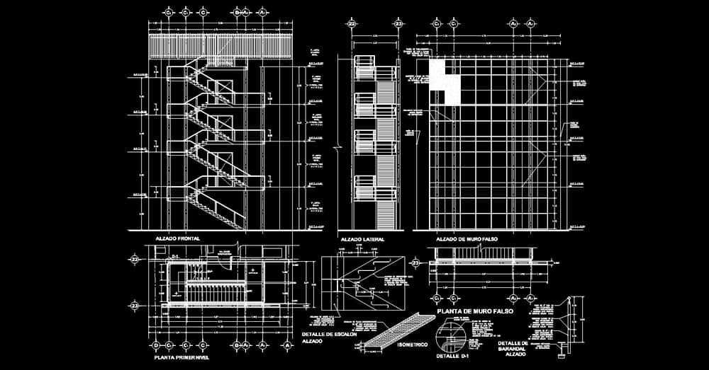 Télécharger des blocs gratuits : escaliers de secours DWG