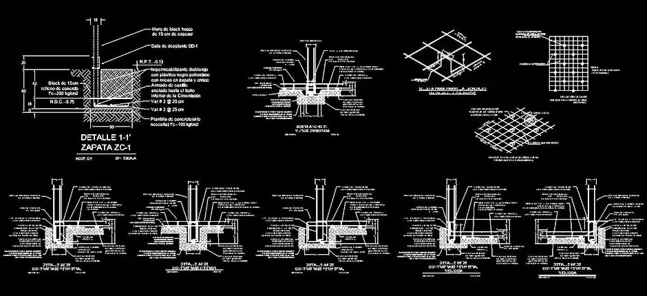Télécharger des blocs gratuits : semelles et dalles de fondation DWG
