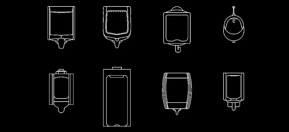 Télécharger des blocs gratuits de urinoirs en élévation frontale DWG