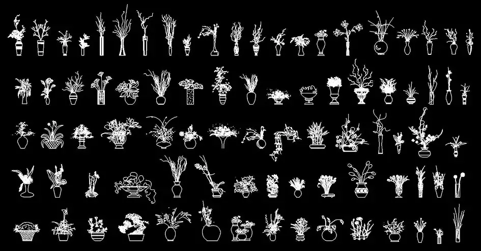 Télécharger des blocs gratuits de plantes ornementales en élévation DWG