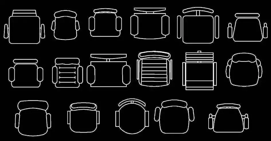 Télécharger des blocs gratuits de chaises avec accoudoirs en plan DWG