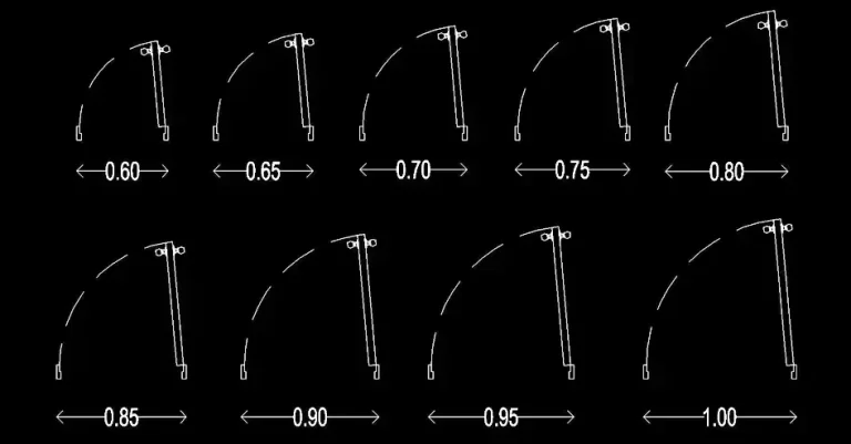 Télécharger des blocs gratuits de portes en plan avec rayons d’ouverture DWG